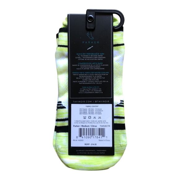 2 TAVI Sport NIP Women Thin Ultra Lite Compression Low Rise Parker Socks Citrus - Picture 8 of 11